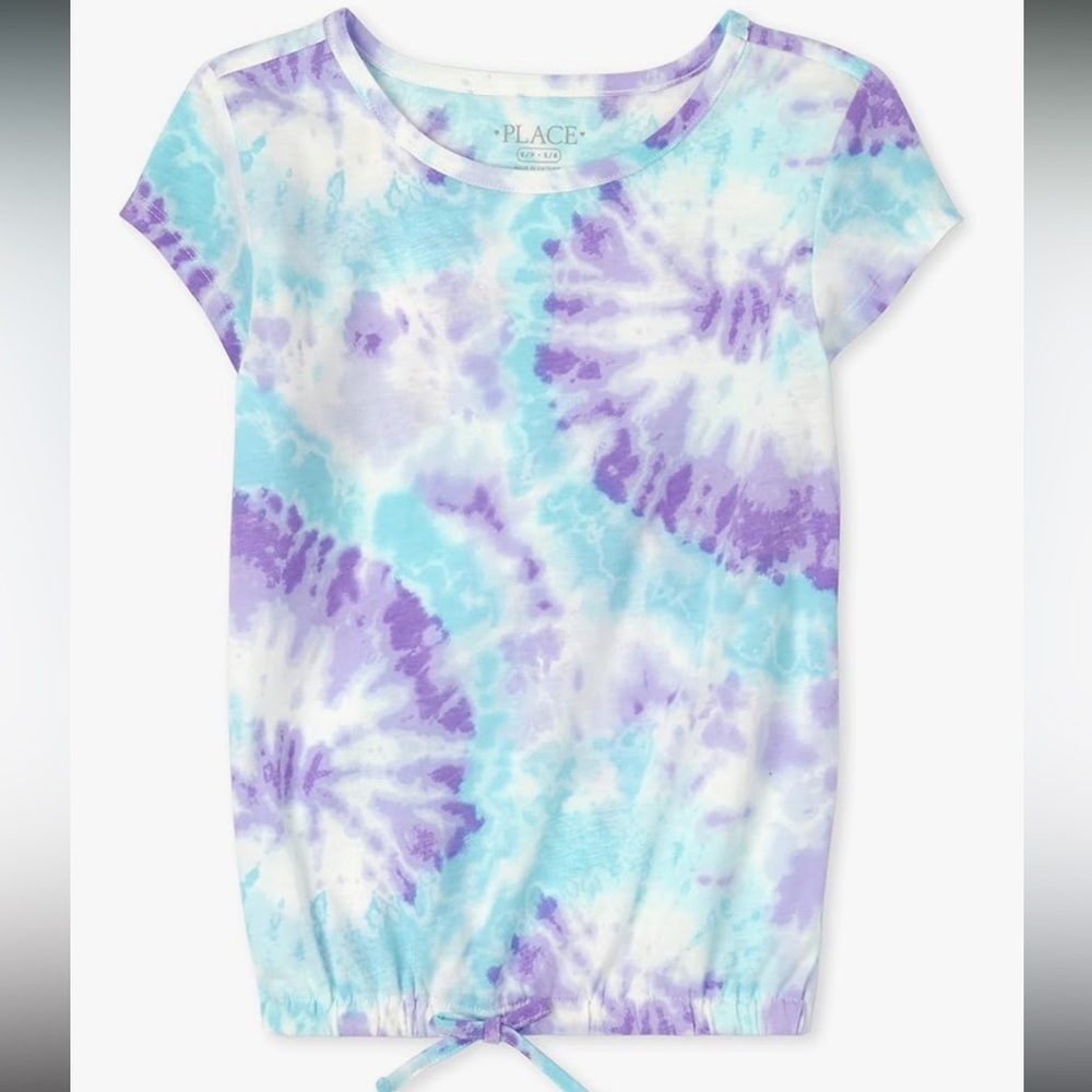 Girl’s Short Sleeve Tie Front Top — Tie-Dye